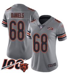 Women Chicago Bears 68 James Daniels Limited Silver Inverted Legend 100th Season Football Jersey