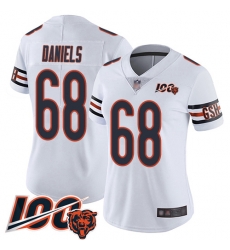 Women Chicago Bears 68 James Daniels White Vapor Untouchable Limited Player 100th Season Football Jersey
