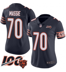 Women Chicago Bears 70 Bobby Massie Navy Blue Team Color 100th Season Limited Football Jersey