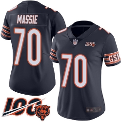Women Chicago Bears 70 Bobby Massie Navy Blue Team Color 100th Season Limited Football Jersey