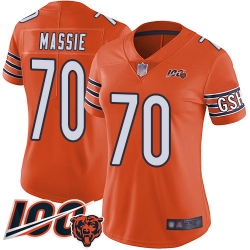 Women Chicago Bears 70 Bobby Massie Orange Alternate 100th Season Limited Football Jersey