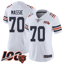 Women Chicago Bears 70 Bobby Massie White 100th Season Limited Football Jersey