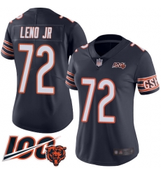 Women Chicago Bears 72 Charles Leno Navy Blue Team Color 100th Season Limited Football Jersey