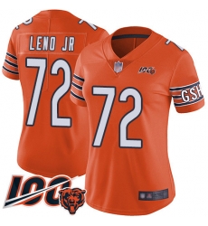 Women Chicago Bears 72 Charles Leno Orange Alternate 100th Season Limited Football Jersey