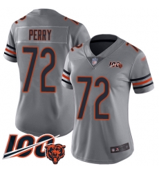 Women Chicago Bears 72 William Perry Limited Silver Inverted Legend 100th Season Football Jersey