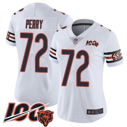 Women Chicago Bears 72 William Perry White Vapor Untouchable Limited Player 100th Season Football Jersey