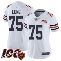Women Chicago Bears 75 Kyle Long White 100th Season Limited Football Jersey