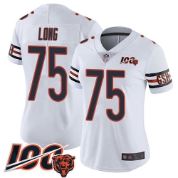 Women Chicago Bears 75 Kyle Long White Vapor Untouchable Limited Player 100th Season Football Jersey