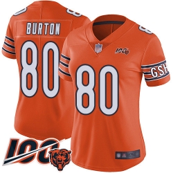Women Chicago Bears 80 Trey Burton Orange Alternate 100th Season Limited Football Jersey