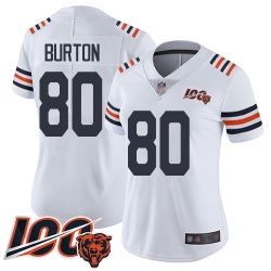 Women Chicago Bears 80 Trey Burton White 100th Season Limited Football Jersey