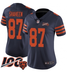 Women Chicago Bears 87 Adam Shaheen Limited Navy Blue Rush Vapor Untouchable 100th Season Football Jersey
