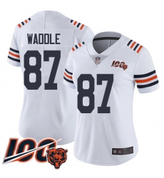 Women Chicago Bears 87 Tom Waddle White 100th Season Limited Football Jersey