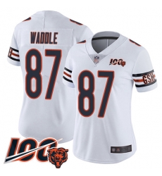 Women Chicago Bears 87 Tom Waddle White Vapor Untouchable Limited Player 100th Season Football Jersey