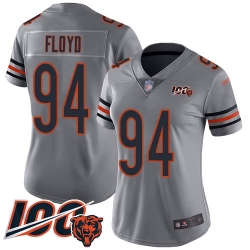 Women Chicago Bears 94 Leonard Floyd Limited Silver Inverted Legend 100th Season Football Jersey