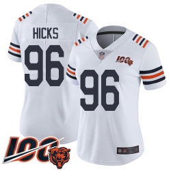 Women Chicago Bears 96 Akiem Hicks White 100th Season Limited Football Jersey