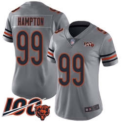 Women Chicago Bears 99 Dan Hampton Limited Silver Inverted Legend 100th Season Football Jersey