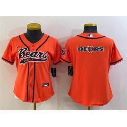 Women Chicago Bears Orange Team Big Logo With Patch Cool Base Stitched Baseball Jersey