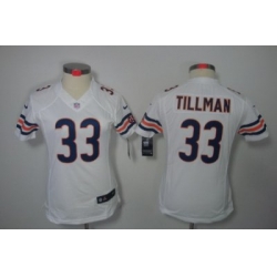 Women Nike Chicago Bears 33# Charles Tillman White Color Women Limited Jerseys