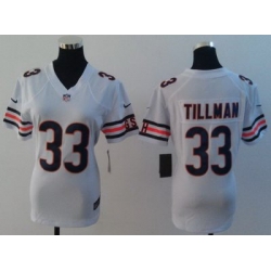 Women Nike Chicago Bears 33 Charles Tillman White NFL Jerseys