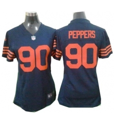 Women Nike Chicago Bears 90 Julius Peppers Blue NFL Jerseys Orange Number