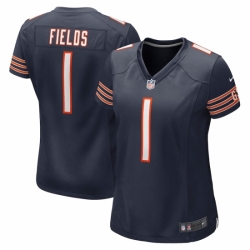 Women's Chicago Bears #1 Justin Fields Nike Navy 2021 NFL Draft First Round Pick Limited Jersey