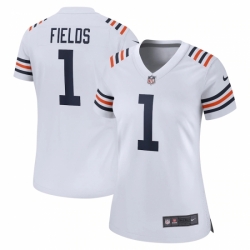 Women's Chicago Bears #1 Justin Fields Nike White 2021 NFL Draft First Round Pick Alternate Classic Limited Jersey