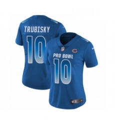 Womens Chicago Bears 10 Mitchell Trubisky Limited Royal Blue NFC 2019 Pro Bowl Football Jersey