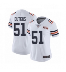 Womens Chicago Bears 51 Dick Butkus White 100th Season Limited Football Jersey