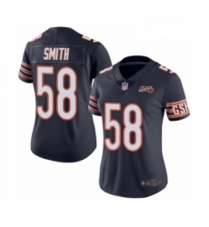 Womens Chicago Bears 58 Roquan Smith Navy Blue Team Color 100th Season Limited Football Jersey