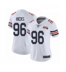 Womens Chicago Bears 96 Akiem Hicks White 100th Season Limited Football Jersey
