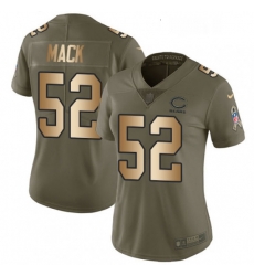 Womens Nike Chicago Bears 52 Khalil Mack Limited Olive Gold 2017 Salute to Service NFL Jersey