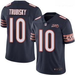 Bears #10 Mitchell Trubisky Navy Blue Team Color Youth Stitched Football 100th Season Vapor Limited Jersey