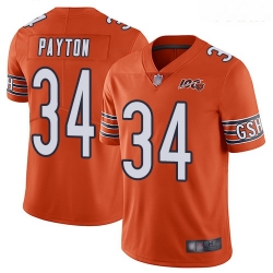Bears #34 Walter Payton Orange Youth Stitched Football Limited Rush 100th Season Jersey