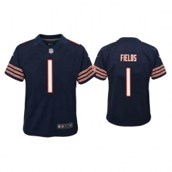 Youth Chicago Bears 1 Justin Fields Navy Jersey 