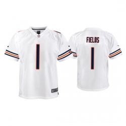 Youth Chicago Bears 1 Justin Fields White Jersey 