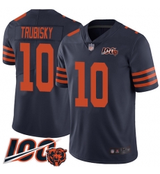 Youth Chicago Bears 10 Mitchell Trubisky Limited Navy Blue Rush Vapor Untouchable 100th Season Football Jersey