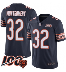 Youth Chicago Bears 32 David Montgomery Navy Blue Team Color 100th Season Limited Football Jersey
