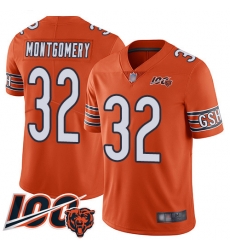 Youth Chicago Bears 32 David Montgomery Orange Alternate 100th Season Limited Football Jersey