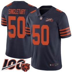 Youth Chicago Bears 50 Mike Singletary Limited Navy Blue Rush Vapor Untouchable 100th Season Football Jersey