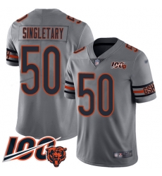 Youth Chicago Bears 50 Mike Singletary Limited Silver Inverted Legend 100th Season Football Jersey