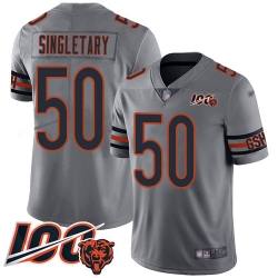 Youth Chicago Bears 50 Mike Singletary Limited Silver Inverted Legend 100th Season Football Jersey