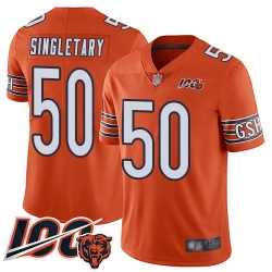 Youth Chicago Bears 50 Mike Singletary Orange Alternate 100th Season Limited Football Jersey