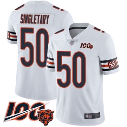 Youth Chicago Bears 50 Mike Singletary White Vapor Untouchable Limited Player 100th Season Football Jersey