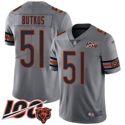 Youth Chicago Bears 51 Dick Butkus Limited Silver Inverted Legend 100th Season Football Jersey