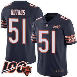 Youth Chicago Bears 51 Dick Butkus Navy Blue Team Color 100th Season Limited Football Jersey