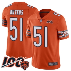 Youth Chicago Bears 51 Dick Butkus Orange Alternate 100th Season Limited Football Jersey