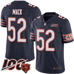 Youth Chicago Bears 52 Khalil Mack Navy Blue Team Color 100th Season Limited Football Jersey