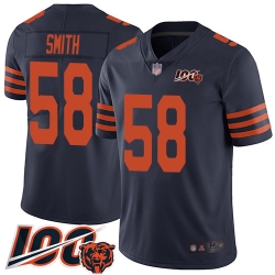 Youth Chicago Bears 58 Roquan Smith Limited Navy Blue Rush Vapor Untouchable 100th Season Football Jersey 