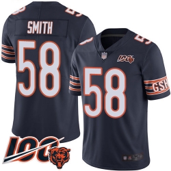 Youth Chicago Bears 58 Roquan Smith Navy Blue Team Color 100th Season Limited Football Jersey