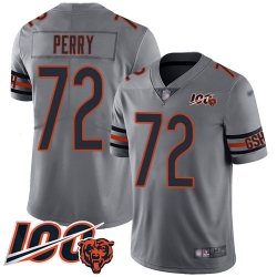 Youth Chicago Bears 72 William Perry Limited Silver Inverted Legend 100th Season Football Jersey